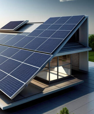 Moderne Dachkonstruktion mit Solarmodulen